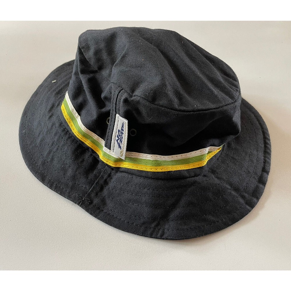 Vintage NO FEAR Black Bucket Hat w/ Green Yellow Band Y2K Size Small/Medium